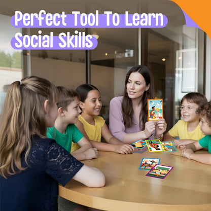 80 Scene Conversation Cards,480+ Questions Of What,Where,Who,Why & How,Materials for Social Skills,Learn Through Friendly Illustrations Of Situations,Develop Emotional Intelligence & Critical Thinking