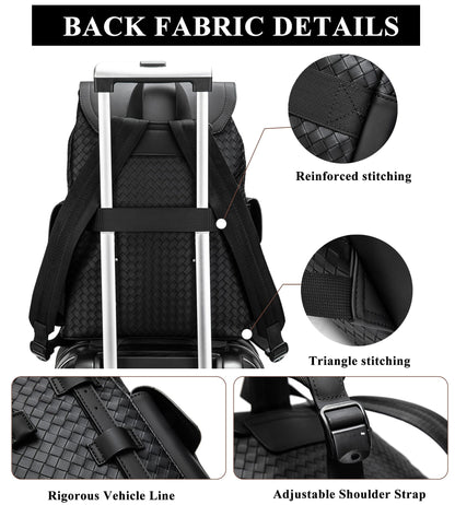 KingTo Laptop Backpack for Men Luxury Anti-Theft Travel Backpack Casual Business Waterproofing Computer Bag (A-woven black-1)