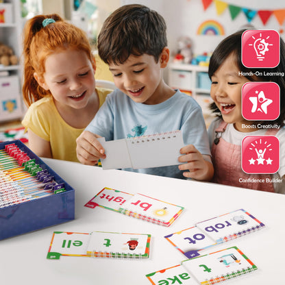 30 Read and Rhyme Flip Books, Phonics Flash Cards, Word Family Build Book, Learn to Read Sight Words Flash Cards Kindergarten, Phonics Flip Books for Kids Preschool Learning Activity, Reading Games