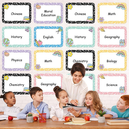 12Pcs Magnetic Write Wipe Organization Chart Dry Erase Objectives Learning Magnets Composition Notebook Colorful Back to School Classroom Goals Targets for Whiteboard Teaching Supplies