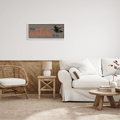 Witch Is in Halloween Sign, 13 x 30 Inch Framed Giclée Print