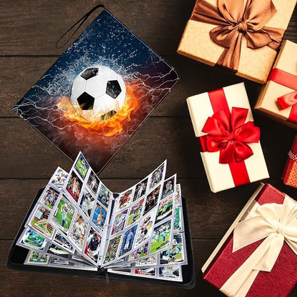 2026 Soccer Card Binder with Sleeve, 900 Pockets Trading Card Binder Sports Cards Storage Organizer for Football Baseball or Game Trading Cards with 50 Removable Sleeves Cards Collector Album