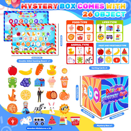 KMTJT Montessori Alphabet Mystery Box Toys for Toddlers Age 1 2 3 4 5, 26Pcs Fine Motor Sensory Sorting Games, Preschool Learning Activities & Speech Therapy, Christmas Birthday Gifts for Boys Girls