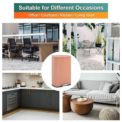BestMassage 13 Gallon (50L) Stainless Steel Trash Can with Lid, Removable Inner Bucket, Foot Pedal, Soft Close for Home, Kitchen, Office