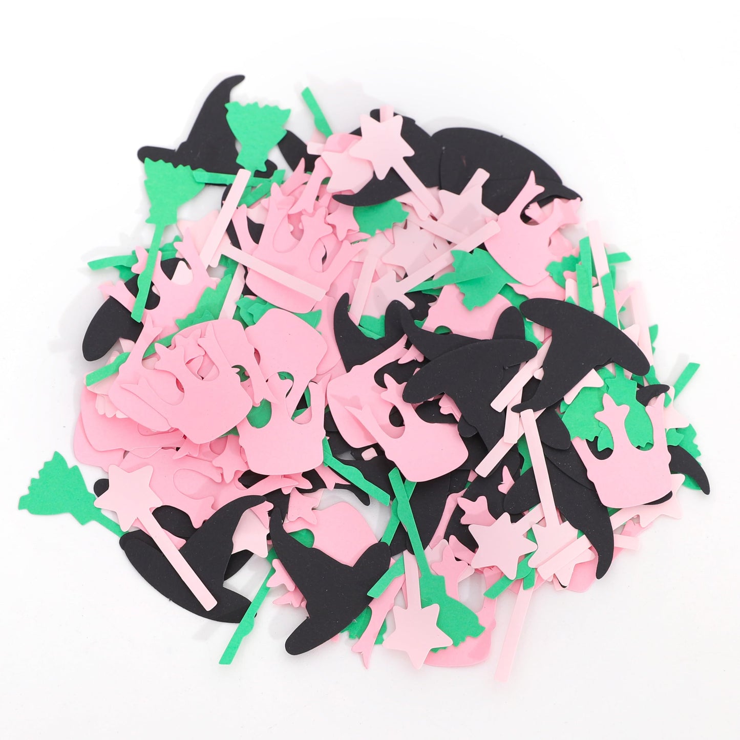 200Pcs Witch Themed Confetti - Magic Birthday Wedding Party Decorations,Pink Green Witches Table Centerpiece,Crown Broom Magic Wand Scatters Confetti,Good Bad Witch Party Photo Props