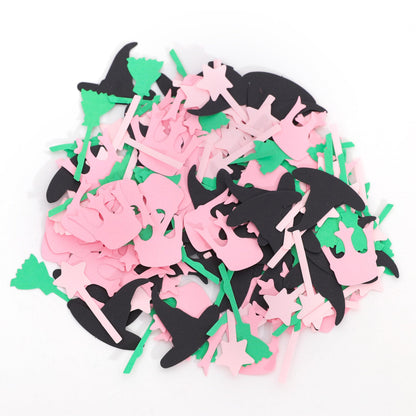 200Pcs Witch Themed Confetti - Magic Birthday Wedding Party Decorations,Pink Green Witches Table Centerpiece,Crown Broom Magic Wand Scatters Confetti,Good Bad Witch Party Photo Props