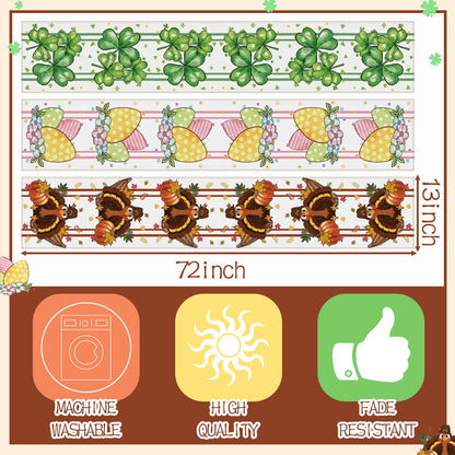 Honeydak 12 Pcs Holiday Table Runner Seasonal Farmhouse Table Decor 13 x 72 Inch Thanksgiving Christmas Decorations Fall Halloween for Home Party Dining Room Kitchen