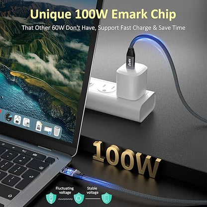 QCEs USB C Monitor Cable 3.3FT 8K30Hz 4K30Hz for Portable Monitor, USB C 3.2 Gen 2x2 Video Cable 20Gbps Data Transfer, 100W PD Charging Compatible for iPhone 17 MacBook iPad Carplay SSD KYY MNN