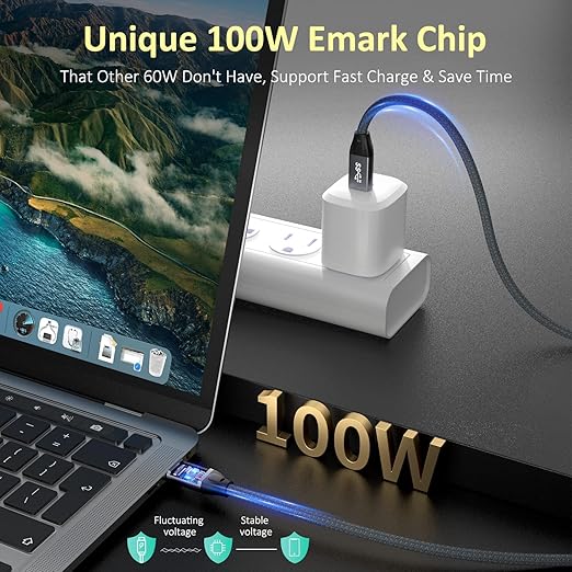 QCEs USB C to USB C Cable 10Ft, USBC 3.2 Gen 2 Cable 4K Video 100W PD Charging Cable, 20Gbps Data for USB4/Thunderbolt 3/4 Compatible with MacBook Pro/Air, iPad Pro, iPhone 16 Galaxy S25, Quest
