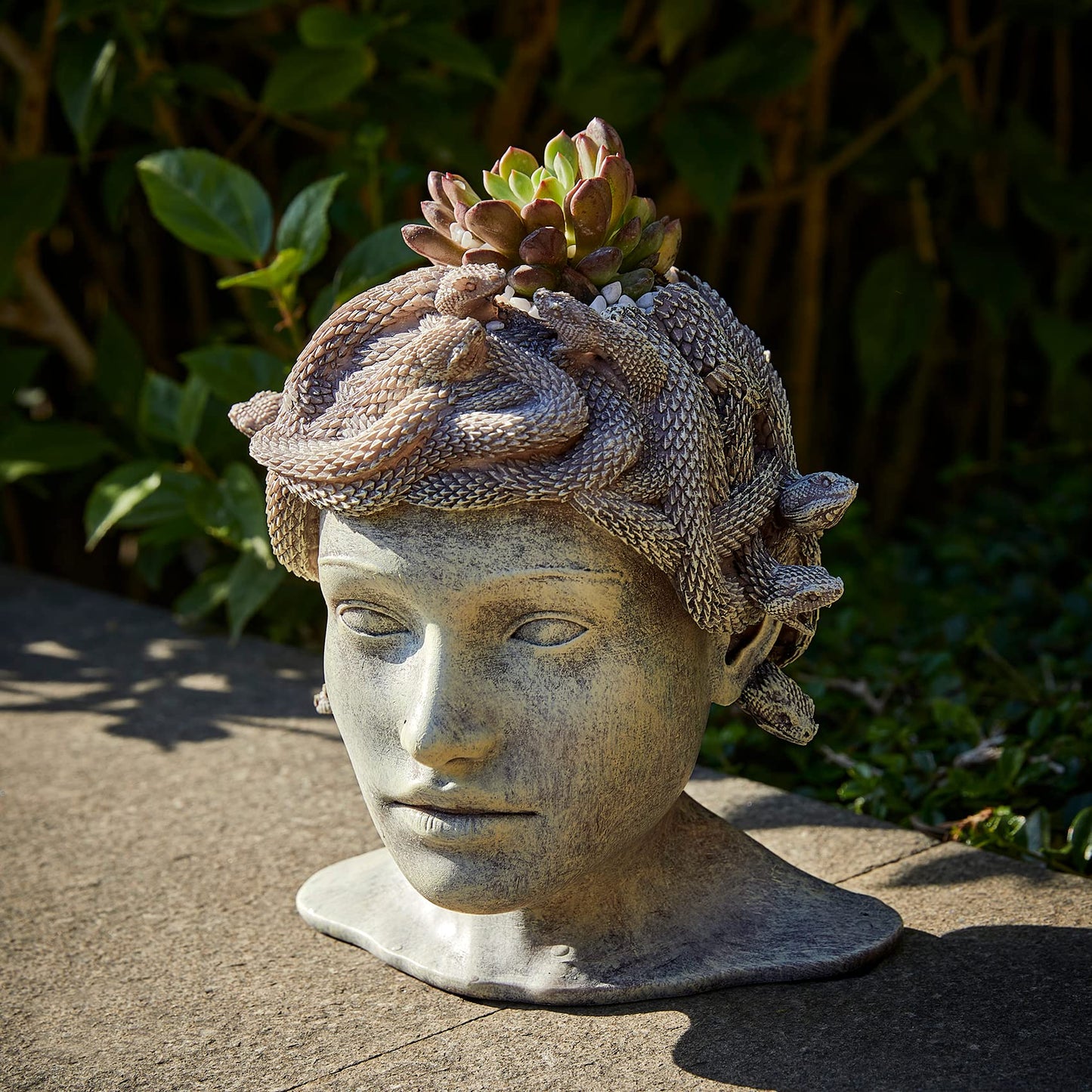 Medusa Head Planter Large Stone Face Planter Pot Garden Statue Outdoor Flower Pot Waterproof Sculpture Greek Mythology Garden Decor Handmade Art Sculpture Unique Gift for Patio Yard Lawn Home Decor