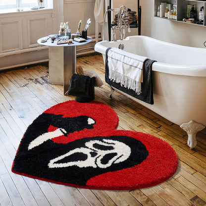 TANVILL Bathroom Rugs Black Red Bath Mat Non Slip, Christmas Home Decor, 35”x42” Funny Skull Large Bath Rugs Washable Absorbent Gothic Decor Spooky Gifts
