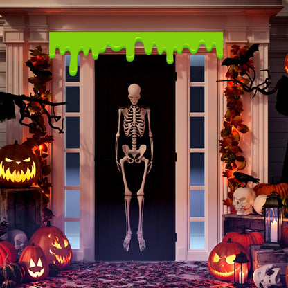 Panelee 4 Pack Halloween Green Slime Banner 51.2 x 13 Inch Halloween Themed Party Hanging Backdrop Decoration Slime Roof Fence Signs Decor for Indoor Outdoor Eaves Doorways Windows Balcony (Green)