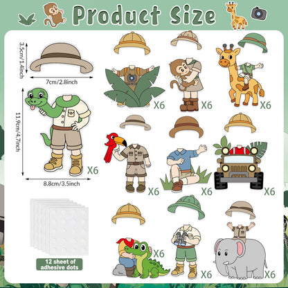 60pcs Jungle Safari Theme DIY Cutouts Jungle Animals Bulletin Board Decoration Set Forest Adventure Paper Cut-Outs Classroom Decor for Boy Girl DIY Photo Craft Kindergarten School Wall Door Supplies