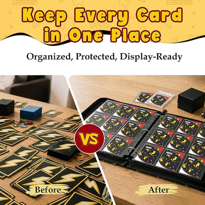 Card Binder for Pokemon Cards, 9 Pocket Trading Card Binder Holds 900 Cards with 50 Removable Sleeves, 3 Ring Zipper Card Holder Album Book Case for TCG, MTG, Sports Cards Collection, Boys Girls