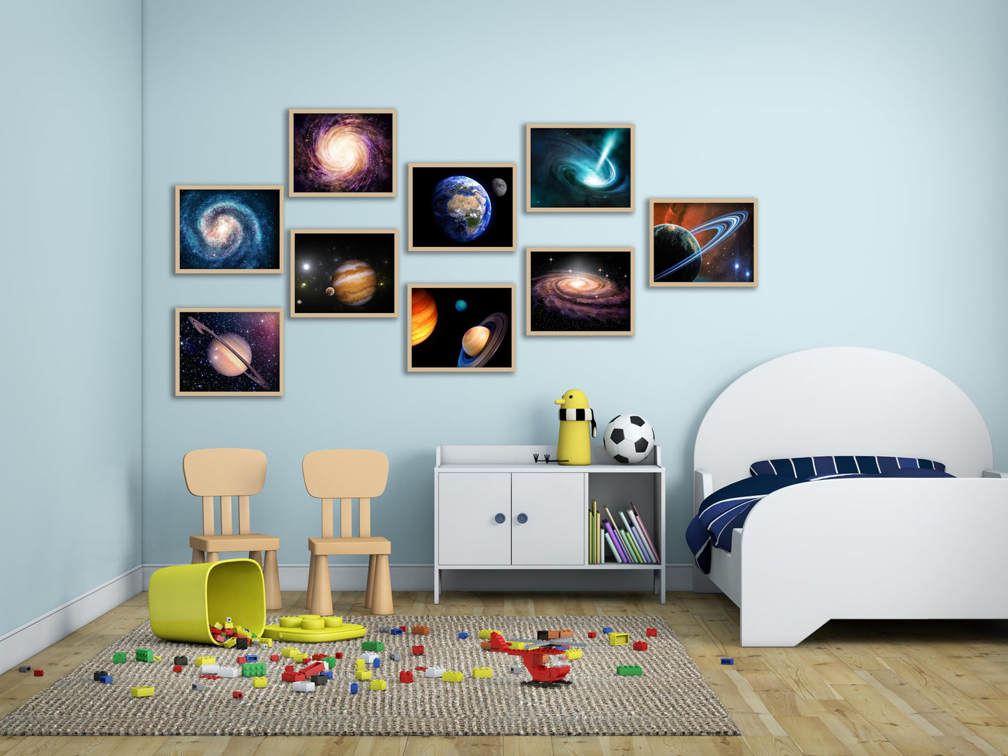YUESJGM Outer Space Posters Planet Painting Galaxy Pictures Nebula Wall Art Kids Bedroom Outer Space Room Decor Interstellar Posters Living Room and Home Decoration Set of 9(8x10 inches) Unframed