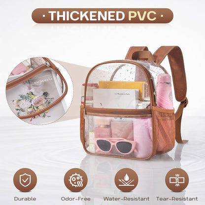Oraben Clear Backpack Stadium Approved, 12 x 6 x 11 in, Small Transparent Backpack for Concerts, Sports Events, Festivals, Travel, Waterproof PVC, Adjustable Straps, Women Men