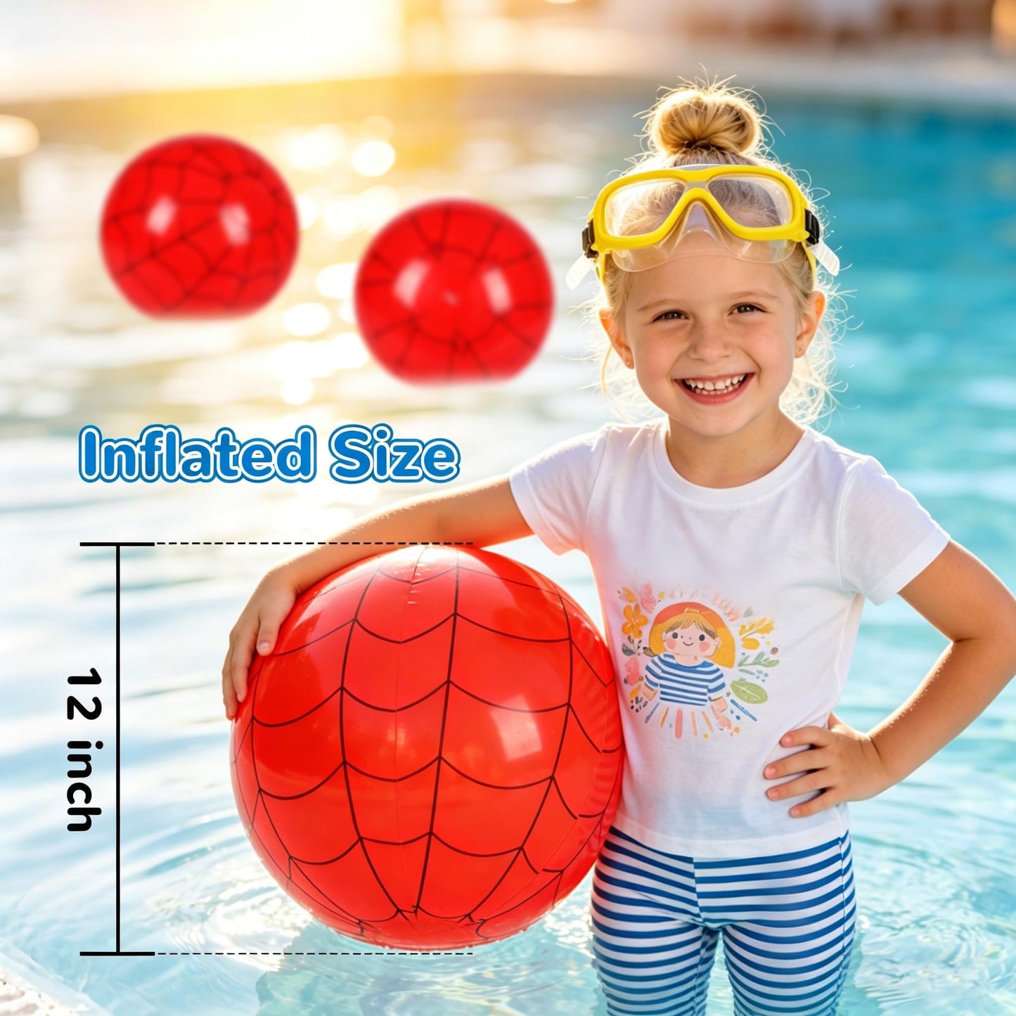SCIONE 12 Pack 12 Inch Red and Blue Web Beach Balls for Kids, Inflatable Balls for Pool Party Decorations, Spider Theme Birthday Favors & End of Year Student Gifts