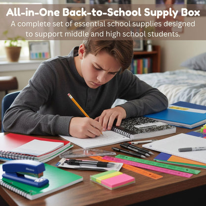 OMURA 70 Count All in One School Supplies Kit Middle School & High School Supplies Bundle - Homeschool Supplies, School Supplies for Girls - Back to School Kit & High School Supplies Kit