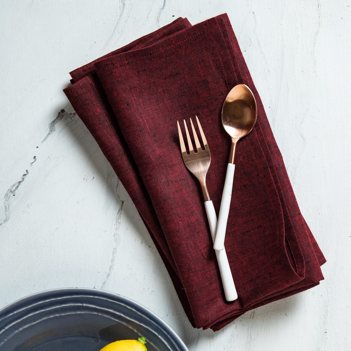 Solino Home Linen Cloth Napkins Set of 4-100% Pure Linen Red Garnet Dinner Napkins 20 x 20 Inch for 4th of July - Athena, Handcrafted and Machine Washable