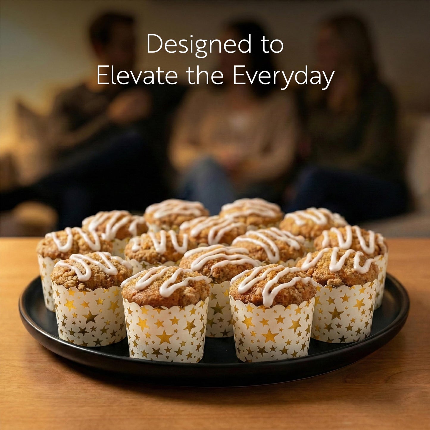Restaurantware Panificio 4.5 Ounce Baking Cups 50 Disposable Paper Baking Cups - Greaseproof Oven-Ready White Paper Muffin Liners Microwavable Gold Star Print