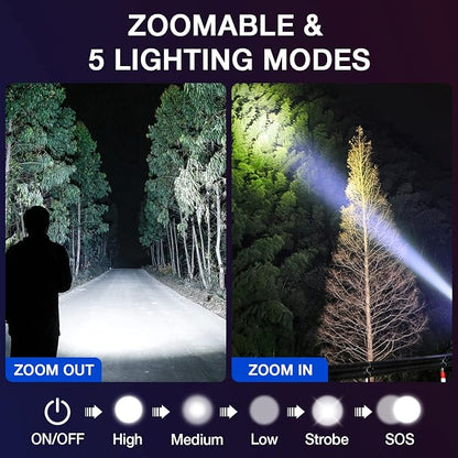 RECHOO 8 Pack LED Flashlight, Bright Powerful Flash Light with 5 Lighting Modes, Small Zoomable Tactical Flashlights High Lumens, Waterproof EDC Flashlights for Home, Camping, Emergency - S1500