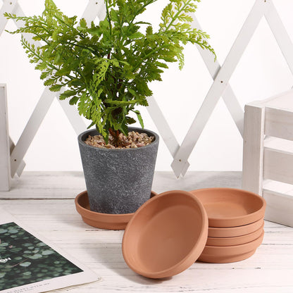 BESPORTBLE 5pcs Terracotta Plant Saucers, Ceramic Pot Saucer Trays for Indoor Outdoor Plants, Water Catcher Base for Small Clay Pots, 4. 3 Inch Brown