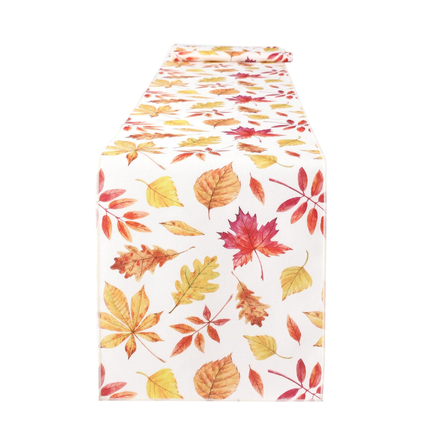 OWENIE Fall Table Runner for Kitchen Dining Table, Thanksgiving Autumn Printed Harvest Pumpkins Maple Leaves Textured Fabric Halloween Holiday Home Decorations, Water-Proof, Washable, 13" W x 108" L