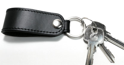 Key Chain Genuine Leather Car Keychain for Belt, Universal Key Fob Keychain Holder for Men and Women (Black key chain)