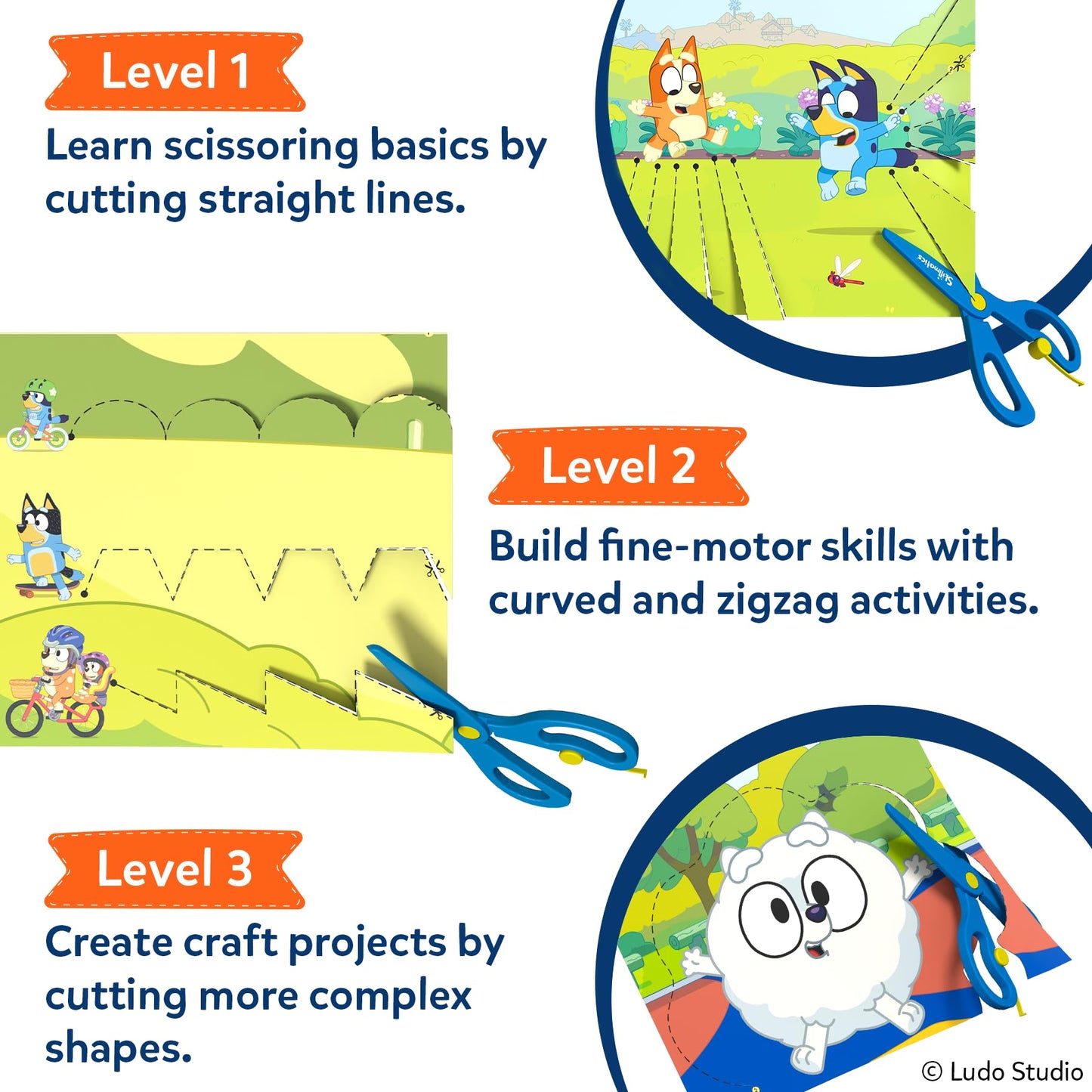 Skillmatics Bluey Scissor Skills Activity Book - Snip Snip, Preschool Cutting & Creative Activities, Felt Craft Kit, Fine Motor Skills Toys, Gifts for Boys & Girls Ages 3, 4, 5, 6, 7