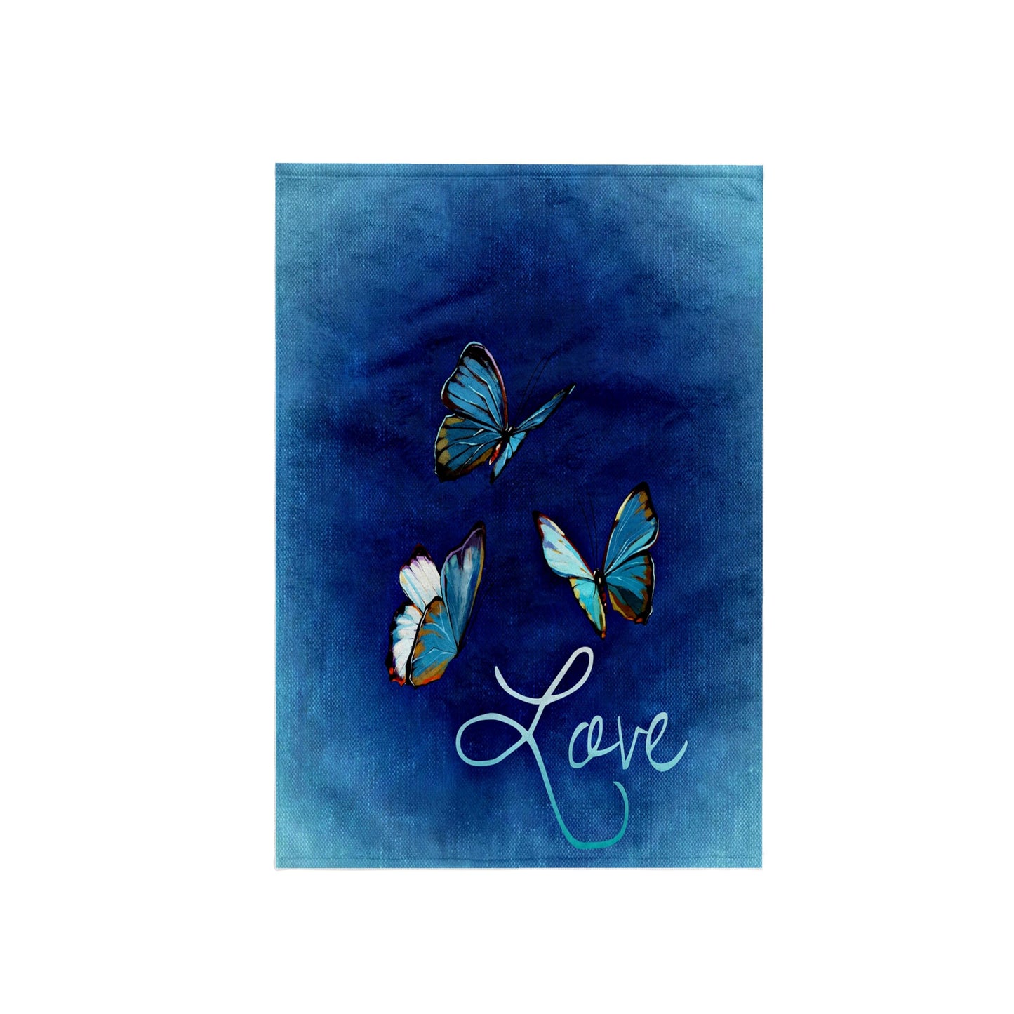 3D Rose TWL_236721_1 Love Style with Butterfly & Blue Background Towel, 15" x 22"