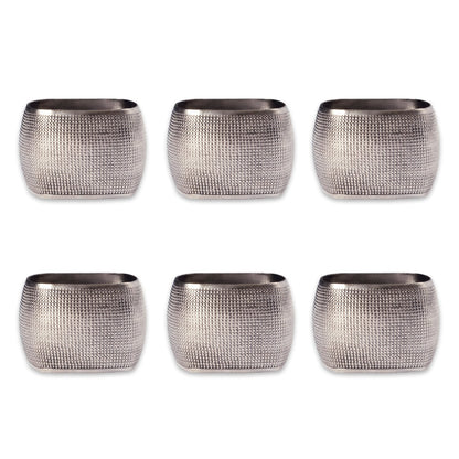DII Decorative Assorted Silver Napkin Ring Set, One Size, Silver Textured Square, 6 Count