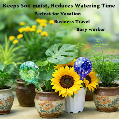 Plant Self Watering Globes – 6 Pack Small Colorful Glass Plant Watering Device for Indoor Pots, Self Watering Bulbs for Vacation Plant Care, Drip Irrigation System, Garden Patio Hanging Plants