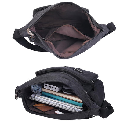 BOMKEE Canvas Messenger Bag, Satchel Bag Vintage Canvas Shoulder Bags Crossbody Laptop Side Bag for Work and Travel
