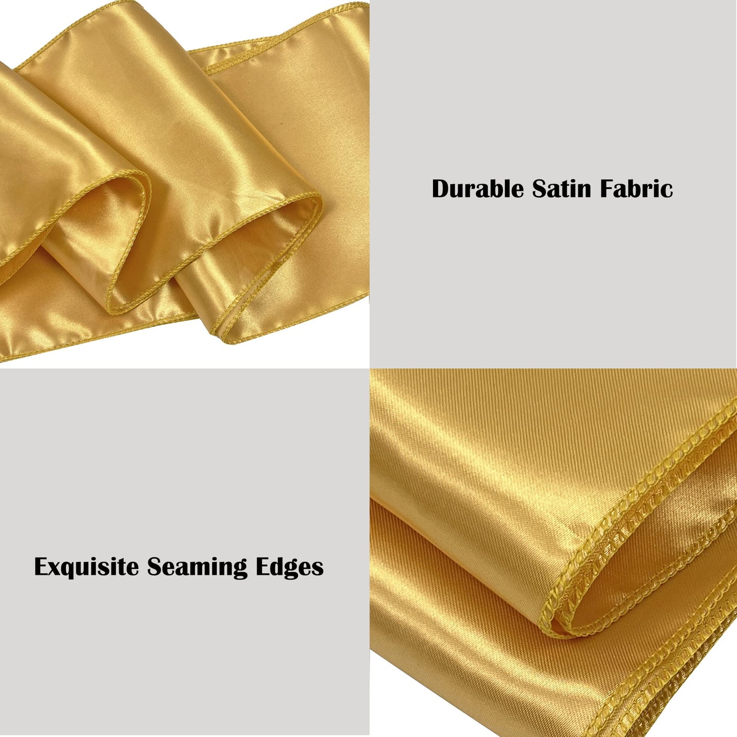 Maiangel Satin Chair Sashes Bows 50PCS Chair Ribbon Ties Back Sash for Wedding Party Events Cover Decoration (Gold)