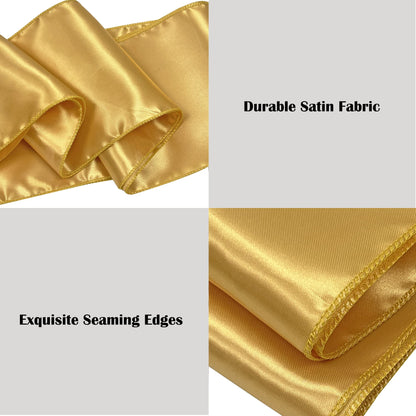 Maiangel Satin Chair Sashes Bows 50PCS Chair Ribbon Ties Back Sash for Wedding Party Events Cover Decoration (Gold)