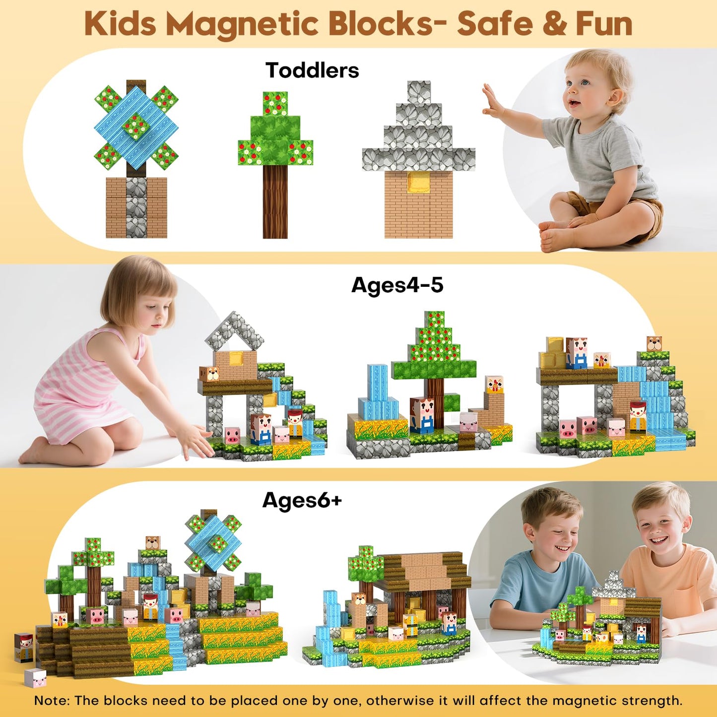 Magnetic Blocks, Magnetic Building Blocks 100pcs Gryxpox-STEM Toys for Kids Ages 3+, Magnet Tiles with Forest Animals Blocks Set, Educational Sensory Toys for Toddlers, Boys & Girls–Creative Game Gift