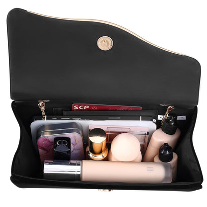 CurvChic Clutch Purses for Women Evening Bag Faux Suede Formal Party Wedding Cocktail Prom(Black)