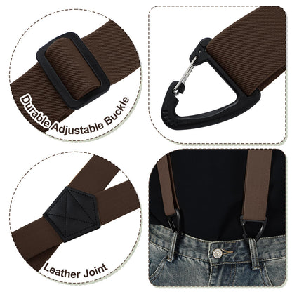 Sintege X Back Hidden Suspender Heavy Duty Work Suspenders 1.5 Inches Hook Suspenders Under Clothing for Men Women(Brown)