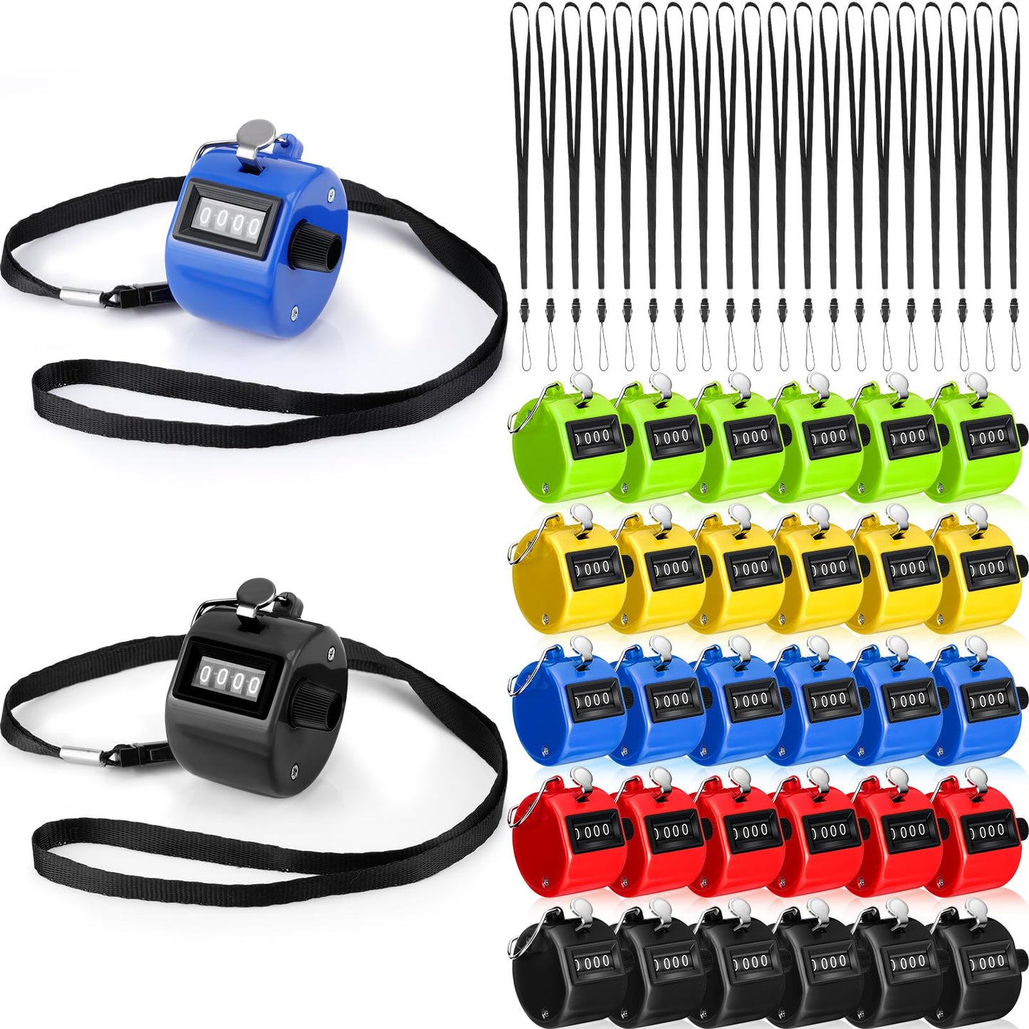 Hoteam 30 Pcs Handheld Tally Counter 4 Digital Number Count Clicker Counter Hand Mechanical Pitch Clicker for Coaching,Knitting, People, Lap, Fishing, Golf Sport Row