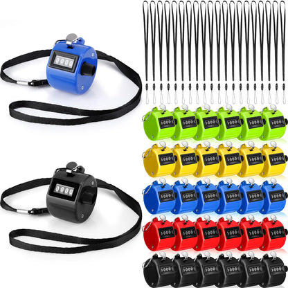 Hoteam 30 Pcs Handheld Tally Counter 4 Digital Number Count Clicker Counter Hand Mechanical Pitch Clicker for Coaching,Knitting, People, Lap, Fishing, Golf Sport Row