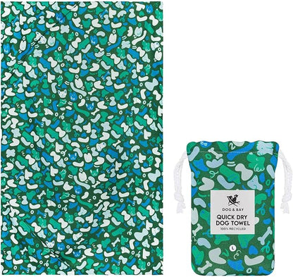 Dock & Bay Pet Towel - Super Absorbent & Quick Drying Dog Towels with Bag - 100% Recycled - Where's Woofy, Medium (90x50cm, 35x19)