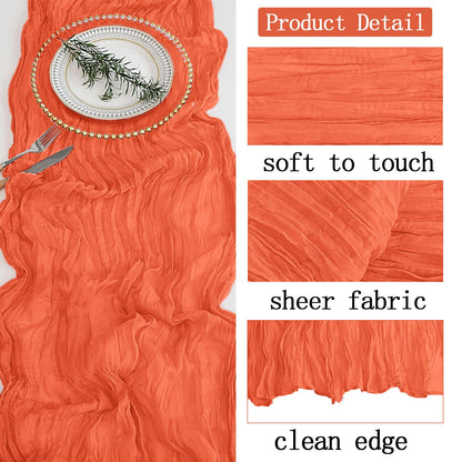 4 Pack Orange Cheesecloth Table Runner 20 x 120 inch Gauze Table Runners 10 FT Long,Semi Sheer Cheese Cloth Fabric Table Runner Bulk for Wedding,Party,Baby Shower,Bridal Shower Decoration