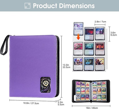 ProCase 900 Pockets Card Binder with Clear Window for Trading Cards, 9 Double Sided Pockets Cards Colletction Album Holder with Removable Sleeves for MTG, TCG, Sports Cards, Football Cards -Purple