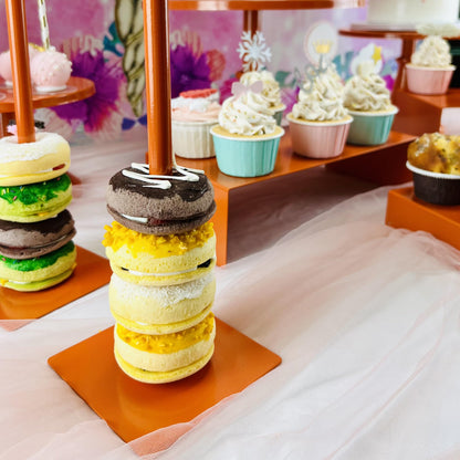 FESTLOVE Set of 8 Orange Cake Stands Donut Holder Round Metal Dessert Display Risers Cupcake Stand Serving Platter for Weddings Birthday Baby Showers Anniversary Party