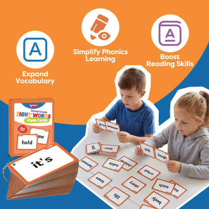 Torlam Sight Words Flash Cards for Kids 2nd Grade,Learn to Read Digraphs CVC Blends Long Vowel Sounds Spelling Reading Phonics Games for 7-8 Years, Site Words Classroom Homeschool