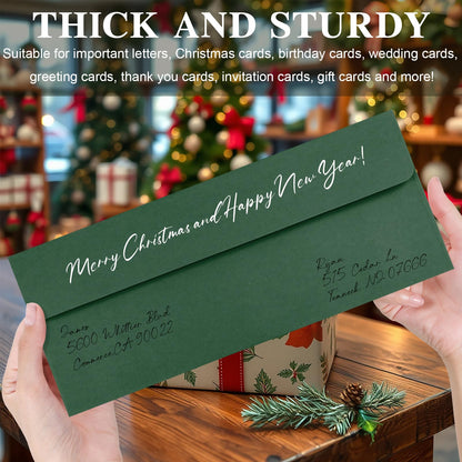 CINSOEN 100 Pack Christmas Red and Dark Green #10 Business Envelopes, Standard Envelopes Self Seal, 4 1/8 x 9 1/2 Inch Letter Size Business Mailing Envelopes for Baby Shower Wedding Birthday