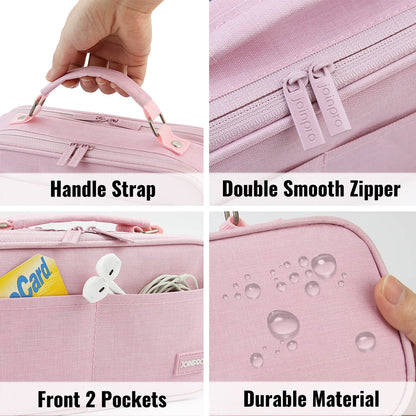 JOINPRO Large Capacity Pencil Case, 4 Compartment Pen Pouch Organizer with Double Zipper, Storage Bag for School, Office, Teen Girl Boy Men Women (Pink)