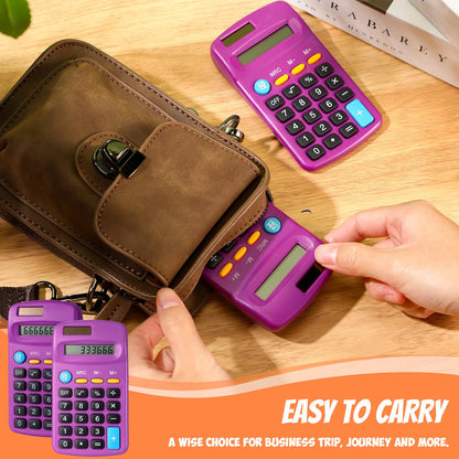 Copkim 24 Pack Student Mini Calculator for Classroom, 8-Digit Display Dual Powered Handheld Math Tools for Teachers, School Supplies and Classroom Rewards, Compact Design(Purple)