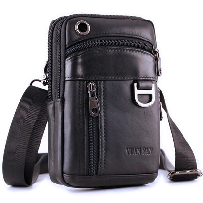 Small Mens Leather Satchel Cell Phone Holster,Vertical Belt Clip Cellphone Pouch,Purse Waist Bag Fanny Pack Compatible with Google,Zipper Phone Bag for Work,Hike