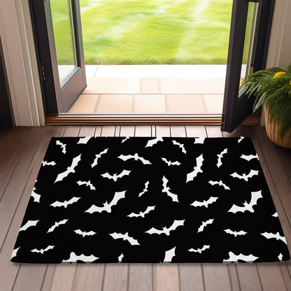 Halloween Bats Welcome Door Mat,Black Bat Doormat for Outside Entrance Home Decor,Non-Slip Carpet Rugs with Felt Entryway Mat for Patio Indoor Front 17" x 30"